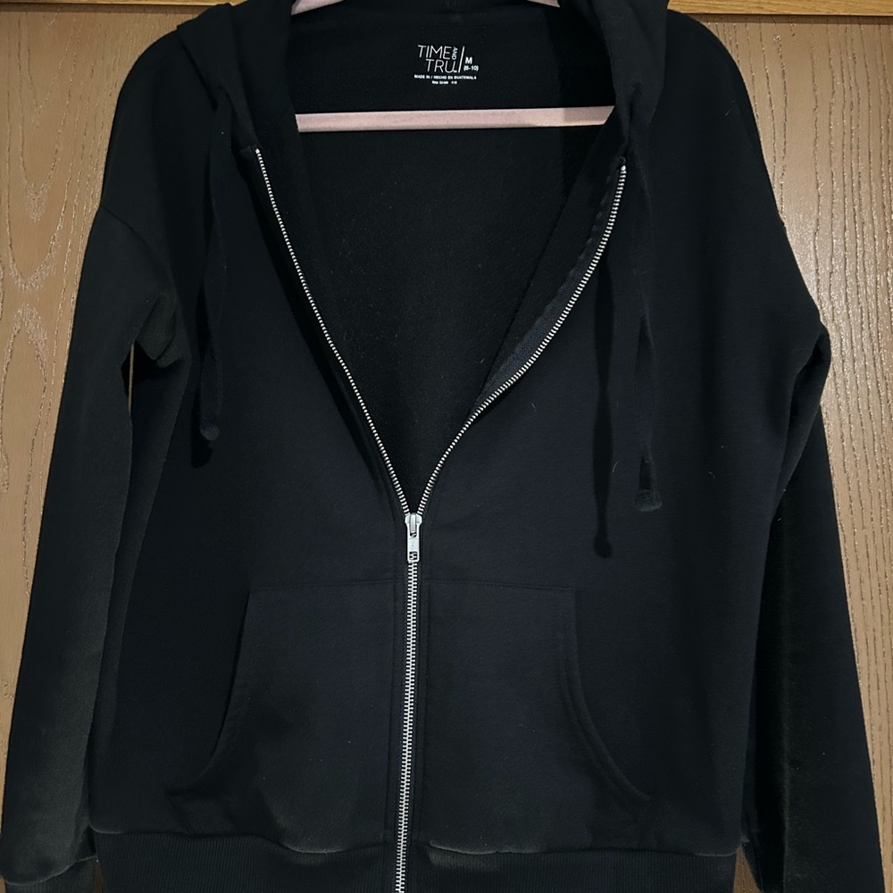 Time and Tru Women's Black Zip-Up Hoodie